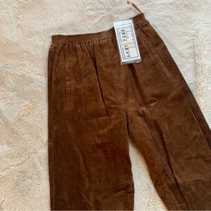 Vintage Erez Levy Suede Leather Pants NWT Fully Lined‎ Brown Size Small